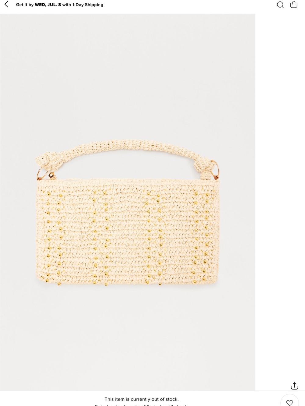 Fashion Nova Cream Crochet Clutch with Gold Bead Detail